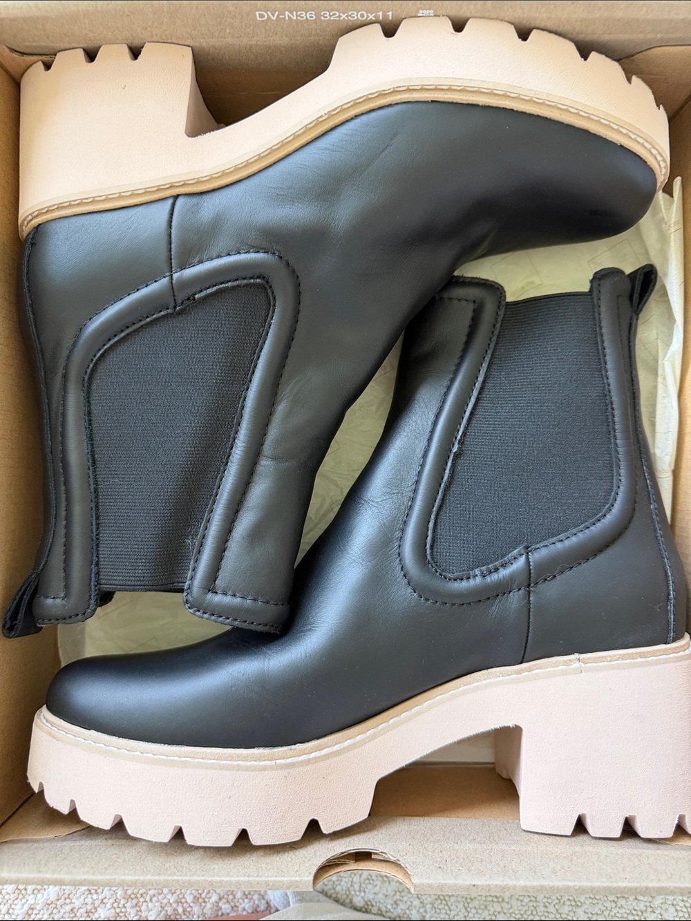 Dolce Vita Black Chelsea Boots with Cream Lug Sole